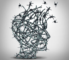 Tangled wire symbolising anxious thoughts
