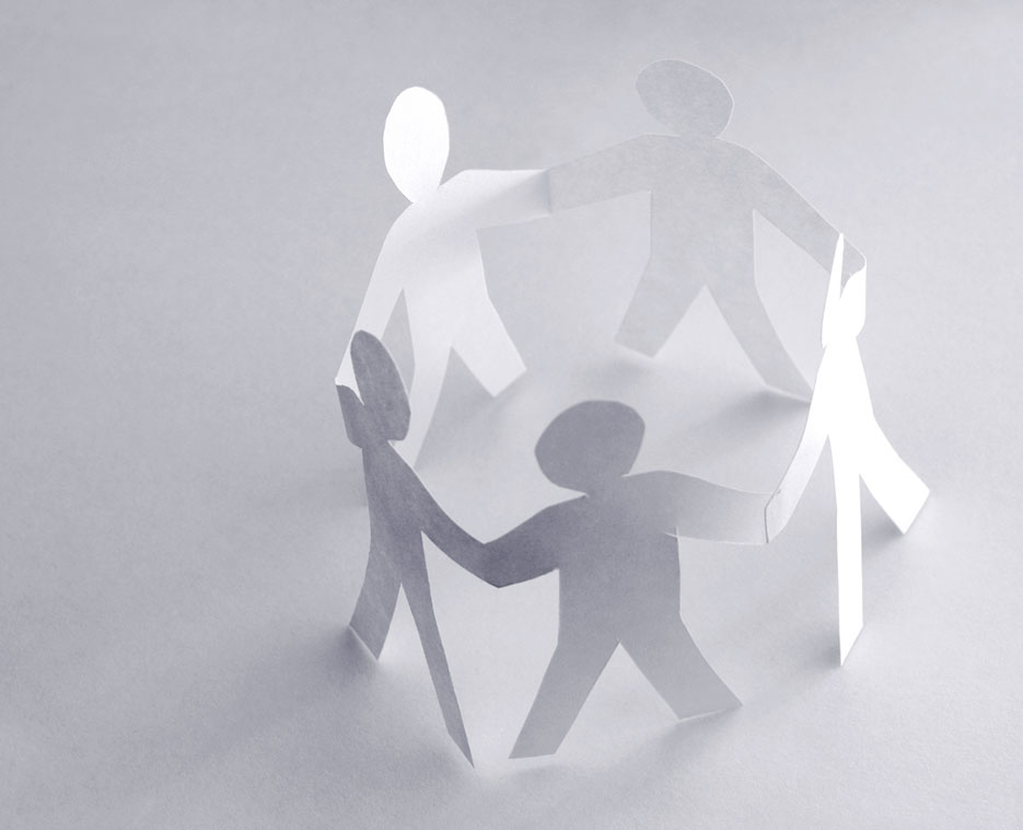 Paper figures representing connection and support